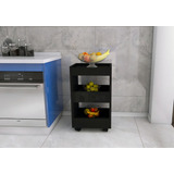 Organizador Cozinha Vertical N empilhavel Preto Com Rodinhas