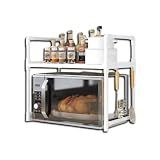 Organizador De Cozinha Com 2 Níveis- Suporte Para Microondas- Prateleira Para Condimentos- Sortido Branco Ou Preto - Alt-47cm X Comp- 48cm X Larg-26cm