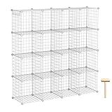 Organizador De Cubo De Arame C-AHOME- Unidades De Prateleiras Modulares- Branco- 16 Cubes