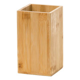 Organizador De Escritório Porta Objetos Em Bambu 9x9x14cm
