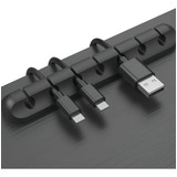 Organizador De Fios E Cabos Adesivo Em Silicone Mesa Com 3m Cor Preto