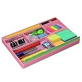 Organizador De Gaveta Multiuso Com 8 Divisões Para Organizar Material De Escritório E Acessórios De Mesa Plástico Acrimet Cor Rosa