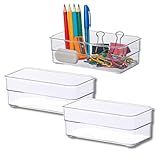 Organizador De Gaveta Multiuso Em Acrílico Transparente- 27x7-5cm Para Material Escolar E Acessórios De Escritório 3 Unidades