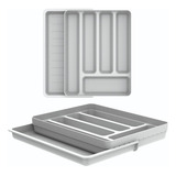 Organizador De Gaveta Porta Talheres Utensílios Expansível Cor Branco