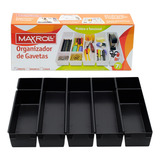 Organizador De Gavetas Purimax Com 07 Peças Preto