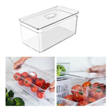 Organizador De Geladeira 5l Transparente P Frutas E Saladas Cor Branco transparente