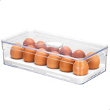 Organizador De Geladeira Acrílico 12 Ovos Porta Ovos Tampa