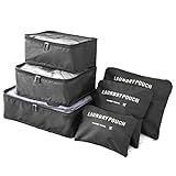 Organizador De Mala De Viagem Unissex Kit Com 6 Peças N-05 Preto