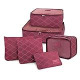 Organizador De Malas Kit 6 Peças Necessaire Bagagem Viagem Cor Vermelho Escuro