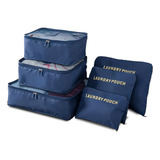 Organizador De Malas Para Viagem Kit 6 Peças Travel Cor Azul Royal Desenho Do Tecido Liso