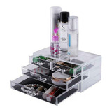 Organizador De Maquiagem E Joias 4 Gavetas Em Acrílico Transparente Compacto E Elegante Para Cosméticos E Bijuterias Marca Lorben