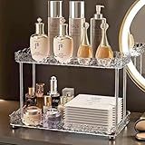 Organizador De Maquiagem Mesa Bancada Closet Cosméticos Perfumes Penteadeira Make 2 Andares Banheiro Quarto Prateleira Dupla Acrílico Moderno Prático Contemporâneo Premium