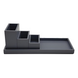 Organizador De Mesa Escritório Eclectic Mdf Laqueado Grafite