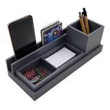 Organizador De Mesa Escritório Laqueado Grafite Luxo