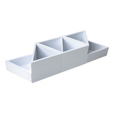 Organizador De Mesa Escritório Paco Mdf Laqueado Branco Luxo