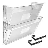Organizador De Parede Horizontal Para Escritório Organiza Documentos Arquivos E Pastas A4 Conjunto Com 2 Peças Cor Cristal Transparente Ganchos Inclusos Acrimet