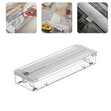 Organizador E Cortador Porta Rolos Duplo Clear Papel Plástico Filme Alumínio Manteiga Para Cozinha Com Cortador Fechado 2 Em 1 Branco 