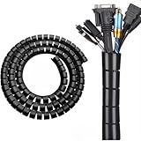 Organizador Esconde Fios Cabos Espiral 10mm Premium PC Estensão Computador 1-2 -Preto- 50 Metros-