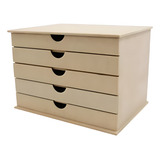 Organizador Gaveteiro Sulfites Comoda 5 Gavetas Mdf Cru