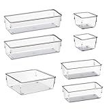 Organizador Modular Acrimet Para Gavetas- Bancadas E Armários- Plástico Transparente- Kit Com 7 Potes Sortidos