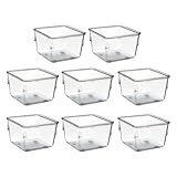 Organizador Modular Acrimet Para Gavetas- Bancadas E Armários- Plástico Transparente- Pote Quadrado Pequeno- Kit Com 8 Potes