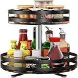 Organizador Multiuso Giratório 360-- 2 Níveis- Preto- Multiuso - Bandeja Rotativa Para Cozinha- Banheiro- Cosmésticos- Despensa E Escritório - Prático- Compacto E Versátil