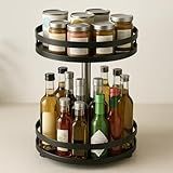 Organizador Multiuso Giratório 360- Preto Temperos Compacto E Funcional- Ideal Para Maquiagem- Cosméticos- Higiene E Papelaria- Design Moderno Para Bancadas E Pias