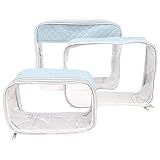 Organizador Para Mala Bebe Necessaire Kit 3 Peças Transparente Azul Passeios E Malas Maternidade