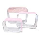 Organizador Para Mala Bebe Necessaire Kit 3 Peças Transparente Rosa Passeios E Malas Maternidade