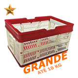 Organizador Plastico C alças Dobravel Empilhavel Vermelho G
