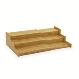 Organizador Rack De Potes Temperos Retrátil Suporte Em Bambu