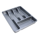 Organizador Separador Porta Talheres De Gaveta Cozinha Com 5 Divisórias Prata