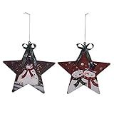 Ornamento De Estrela De Metal Rústico Para Decoração De árvore De Natal Com Padrão De Boneco De Neve Ornamento De Natal Decoração De Natal