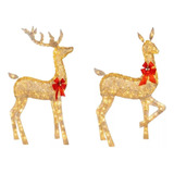Ornamento De Natal De Cervo Iluminado De 2peças Que Pode Ser