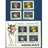 Orquideas 1987 Bahamas Flores Série Bloco Novos Complet