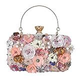 Oshhni Adulto Unissex Bolsa Feminina De Noite Flor Festa Prom Clutch Bolsa Floral Noiva Casamento Bolsa Ouro