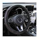 Osilly Capa De Volante De Carro- 38 Cm- Fibra De Carbono- Microfibra- Couro PU- Elástico- Protetor De Volante Para Homens E Mulheres- Acessórios De Interior De Carro Respiráveis Antiderrapantes Para A Maioria Dos Carros -preto-