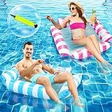 Osznmmg Pacote Com 2 Cadeiras Flutuantes Infláveis Rede De Piscina Para Adultos Rede Inflável De 4 Tubos Para Adultos Boias De Piscina Multiuso 4 Em 1 Para Verão Piscina Lago Praia