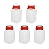 Othmro Garrafas Plásticas De Reagente Químico De Laboratório De 500 Ml 17 Oz 5 Peças 49 Mm X 153 Mm IDxH Recipiente De Armazenamento De Amostra Líquida Sólida Garrafas De Vedação Vermelhas Com Tampa Antirroubo