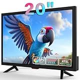Othoig TV De 20 Polegadas- Pequena Televisão De Ecrã Plano De Cozinha Com Auriculares- Portas HDMI- USB E VGA- Cabo DV-12 V E Adaptador De CA Para Uso No Seu Quarto E Caravana -TV De Vista