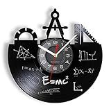 OTKU Relógio De Parede De 30 5 Cm Fórmula Matemática Arte De Parede Relógio De Vinil Disco De Vinil Teorema De Pitágoras Sala De Aula Fórmula Quadrática Decoração De Parede Presente Para