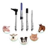 Otoscópio Veterinário De Metal Com Estojo Pilhas E Espéculos