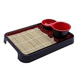 OUNONA 1 Conjunto Prato De Macarrão Prato De Servir Sushi Travessa De Plástico Macarrão De Trigo Sarraceno Prato Sobá Talheres De Madeira Estilo Japonês Abdômen