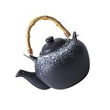 OUNONA Chaleira De Assobio De Cerâmica Jarro De água Chaleira De Cerâmica Bule De Porcelana Xícara De Chá Kit Chá Bule De Cabo De Madeira Bule De Chá Estilo Japonês Portátil Cabo De Bambu