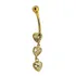 Ouro 18k Piercing Umbigo 3 Coraçoes 0.60cm Cada Cristal 1292