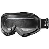 OutdoorMaster Óculos De Esqui OTG Óculos De Esqui E Snowboard Para Homens Mulheres E Jovens 100 De Proteção UV Armação Preta VLT 99 Lentes Transparentes 
