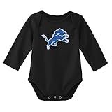 Outerstuff Body Body Body De Manga Comprida Com Logotipo Principal Oficial Da NFL Para Recém Nascidos E Bebês De 0 A 24 Meses Detroit Lions Preto 0 3 Meses 