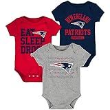 Outerstuff Conjunto De 3 Peças De Body De Futebol Americano New England Patriots Eat Sleep Drool Para Recém Nascidos E Bebês