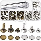 Outus Rebites Rebites De Metal Tubulares Com Rebite De Tampa única Com Kit De Ferramentas De Fixação Para Decoração De Reparo De Artesanato De Couro 3 Tamanhos Conjunto De 60 Multicolorido B