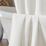 OVZME Cortina De Chuveiro Boho Para Banheiro De 182 Cm De Comprimento- Cortina De Chuveiro De Tecido Macio Natural De Linho Texturizado- Decoração De Banho Moderna Estilo Boho Com Design De Ilhós